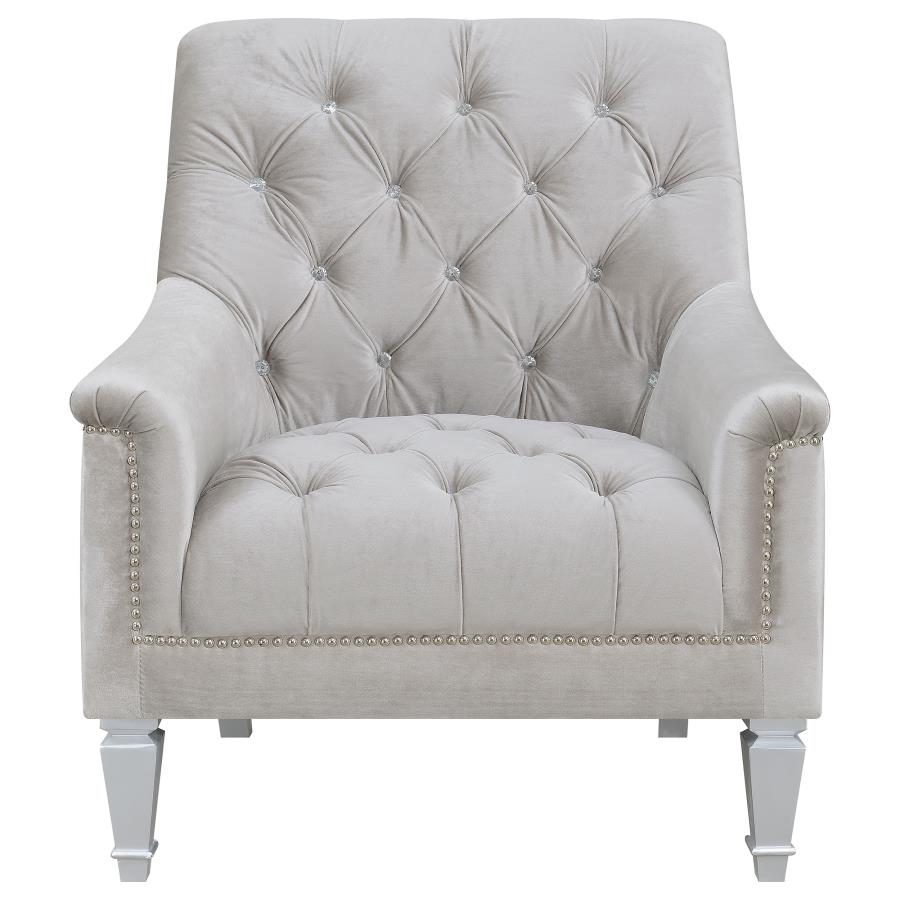 (image for) Avonlea Velvet Upholstered Sloped Arm Chair Grey Velvet