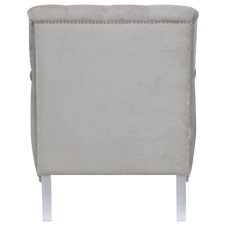 (image for) Avonlea Velvet Upholstered Sloped Arm Chair Grey Velvet