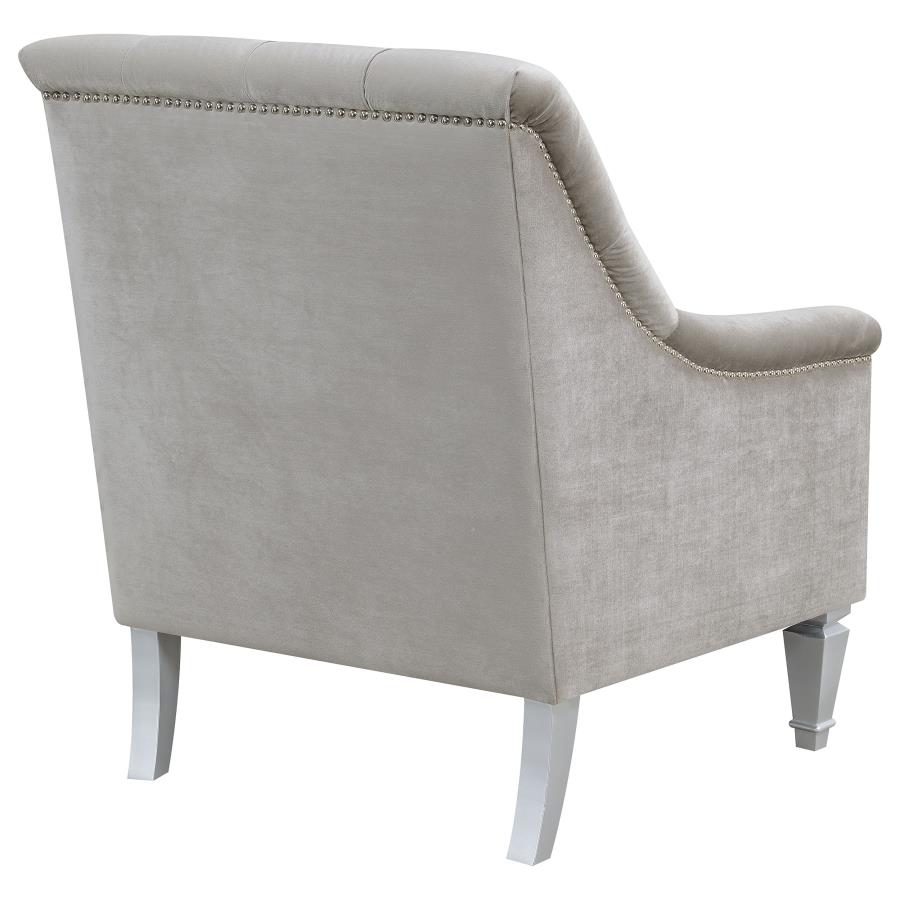 (image for) Avonlea Velvet Upholstered Sloped Arm Chair Grey Velvet