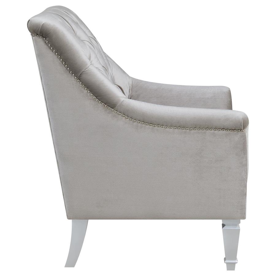 (image for) Avonlea Velvet Upholstered Sloped Arm Chair Grey Velvet