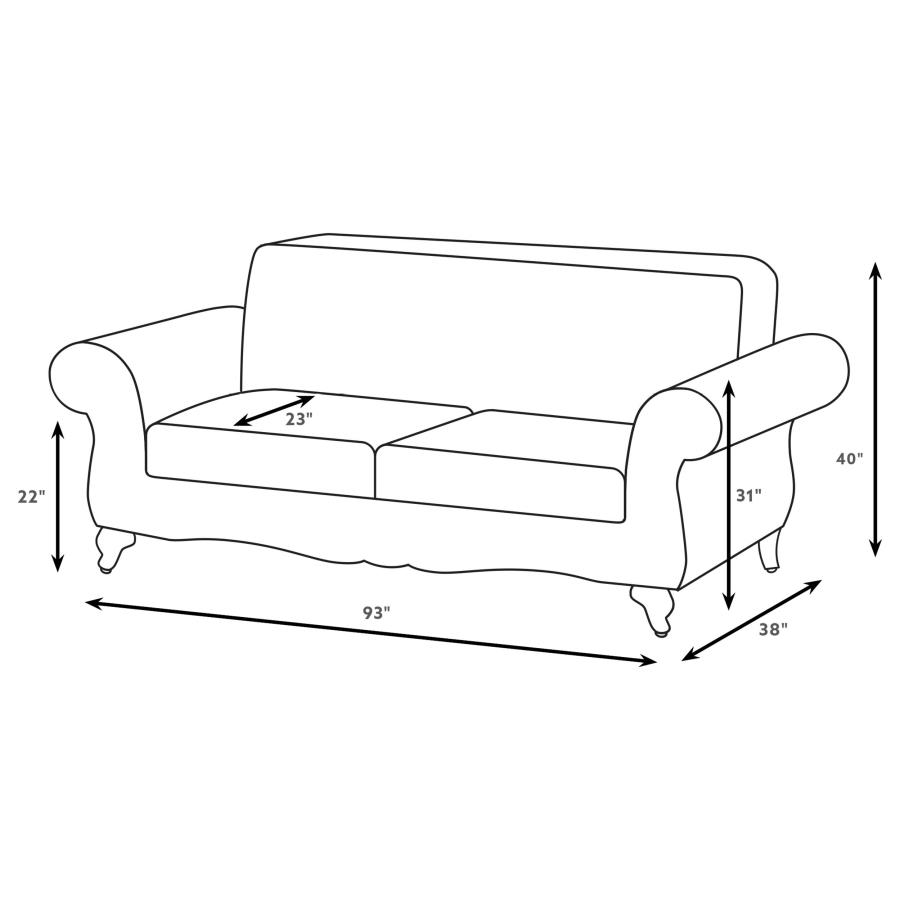 Elmbrook 2-piece Upholstered Rolled Arm Sofa Set Brown