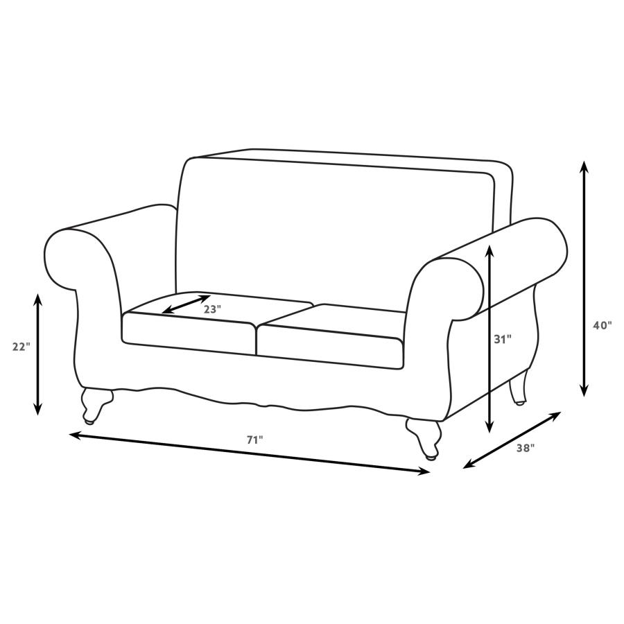 Modal Additional Images for Elmbrook 2-piece Upholstered Rolled Arm Sofa Set Brown