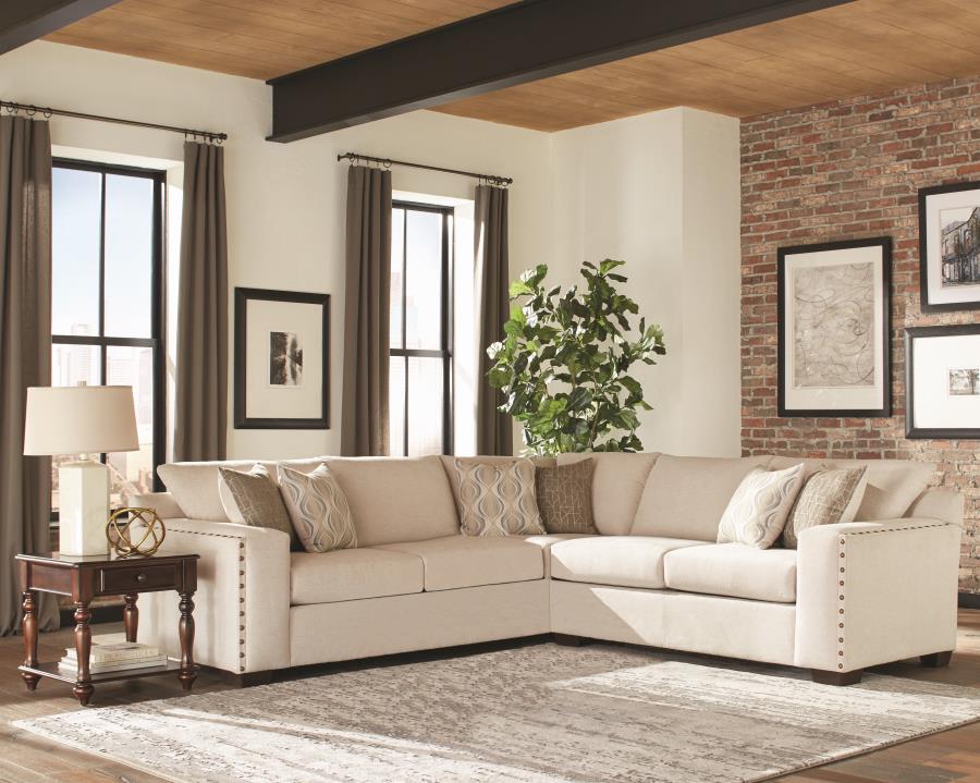 (image for) Aria Upholstered Track Arm Sectional Sofa Oatmeal