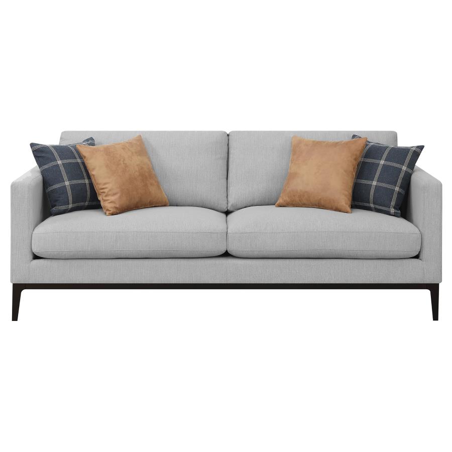 (image for) Apperson 2-piece Upholstered Track Arm Sofa Set Light Grey