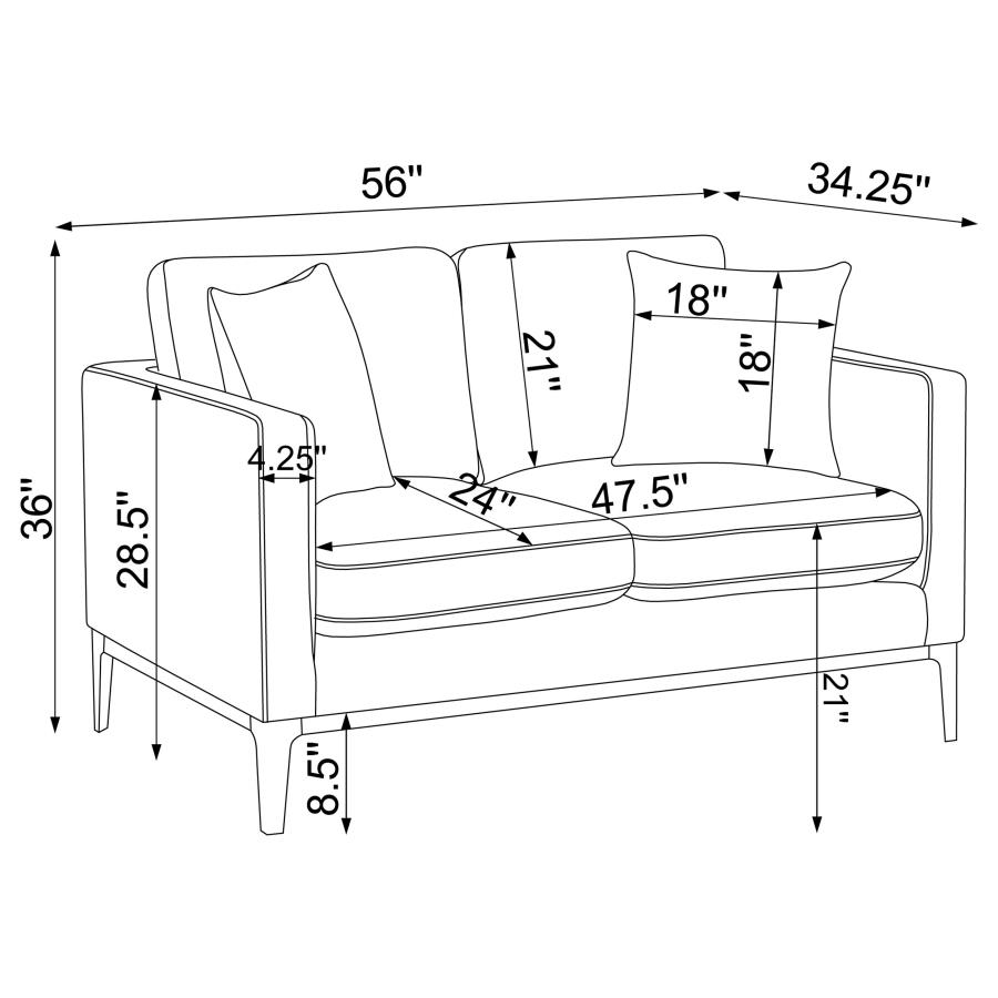 (image for) Apperson 2-piece Upholstered Track Arm Sofa Set Light Grey