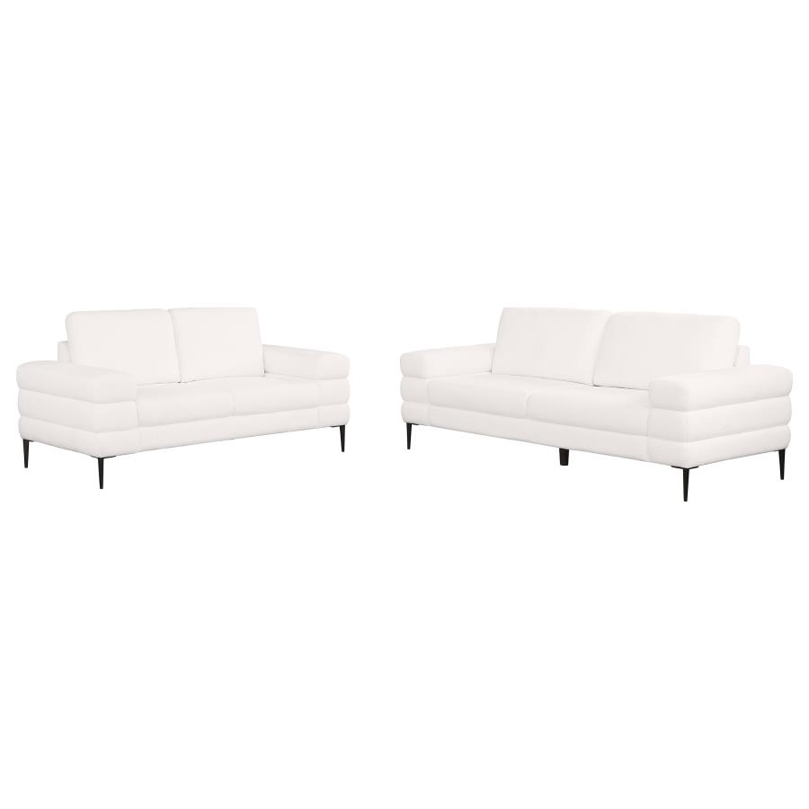 (image for) Jessel 2-piece Chenille Upholstered Sofa Set Ivory - Click Image to Close