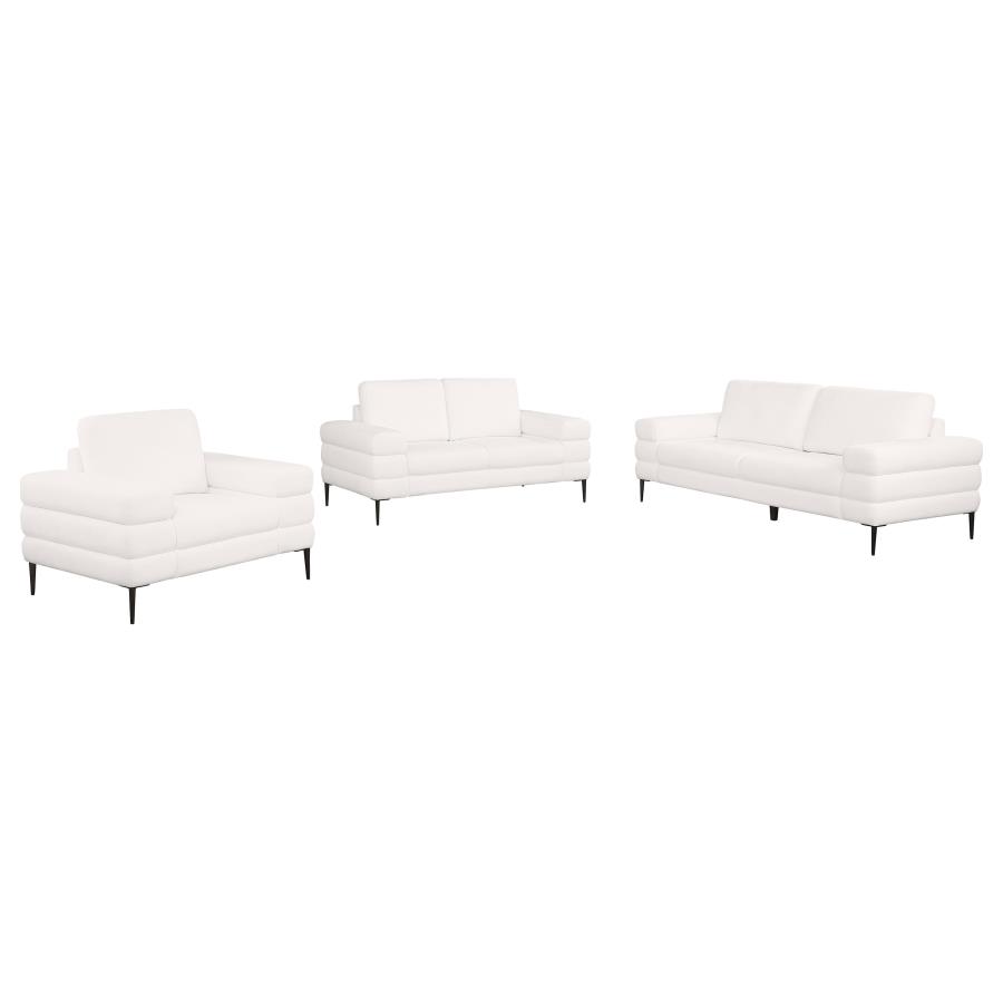 (image for) Jessel 3-piece Chenille Upholstered Sofa Set Ivory - Click Image to Close