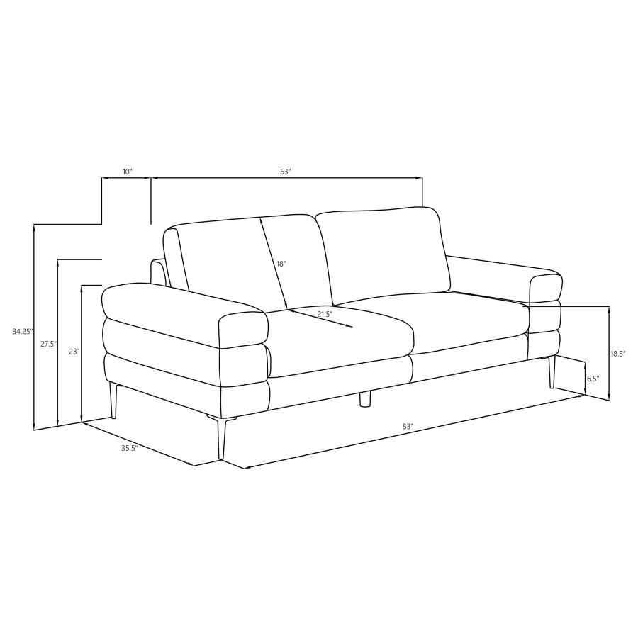 (image for) Jessel Chenille Upholstered Track Arm Sofa Ivory