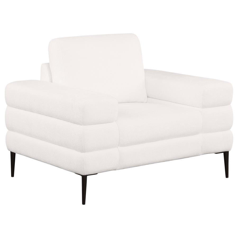 (image for) Jessel Chenille Upholstered Track Arm Chair Ivory - Click Image to Close