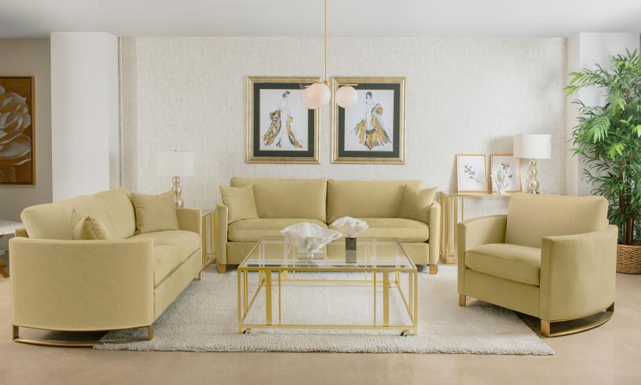 Modal Additional Images for Corliss Upholstered Curved Track Arm Loveseat Camel