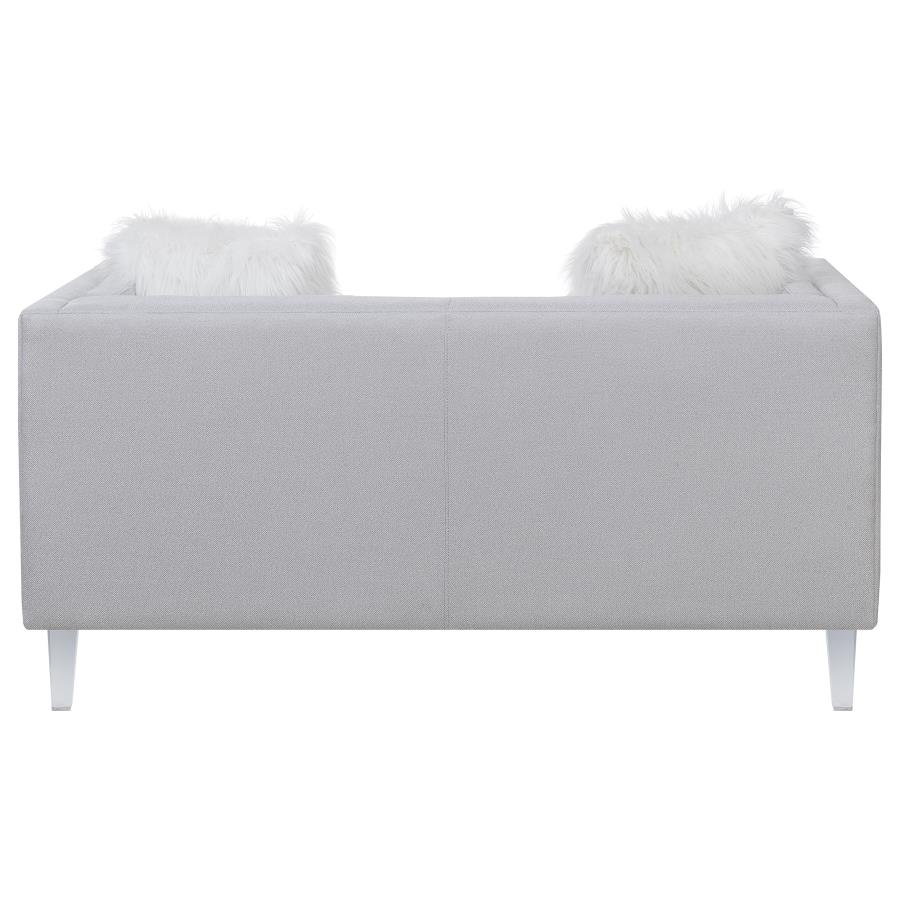 (image for) Glacier Upholstered Tuxedo Arm Tufted Loveseat Light Grey