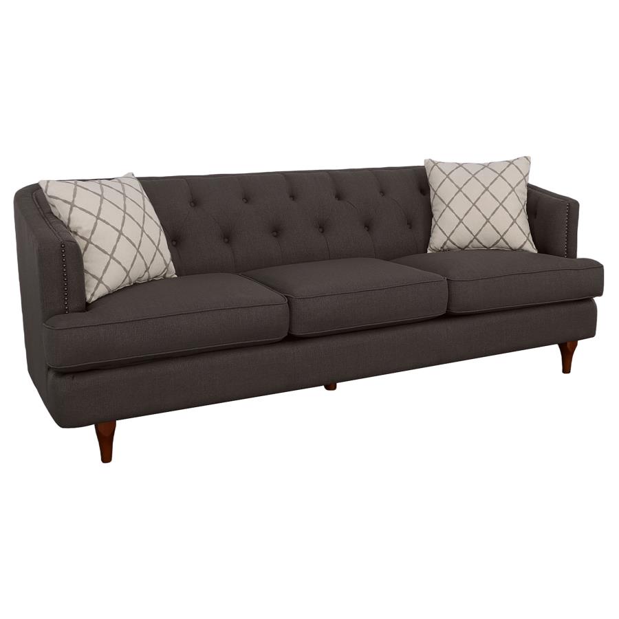 (image for) Shelby Upholstered Recessed Arm Tufted Sofa Grey - Click Image to Close