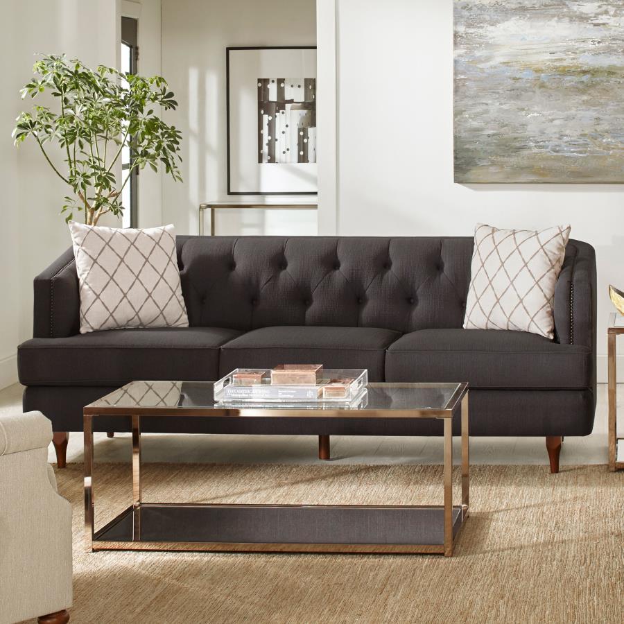 (image for) Shelby Upholstered Recessed Arm Tufted Sofa Grey