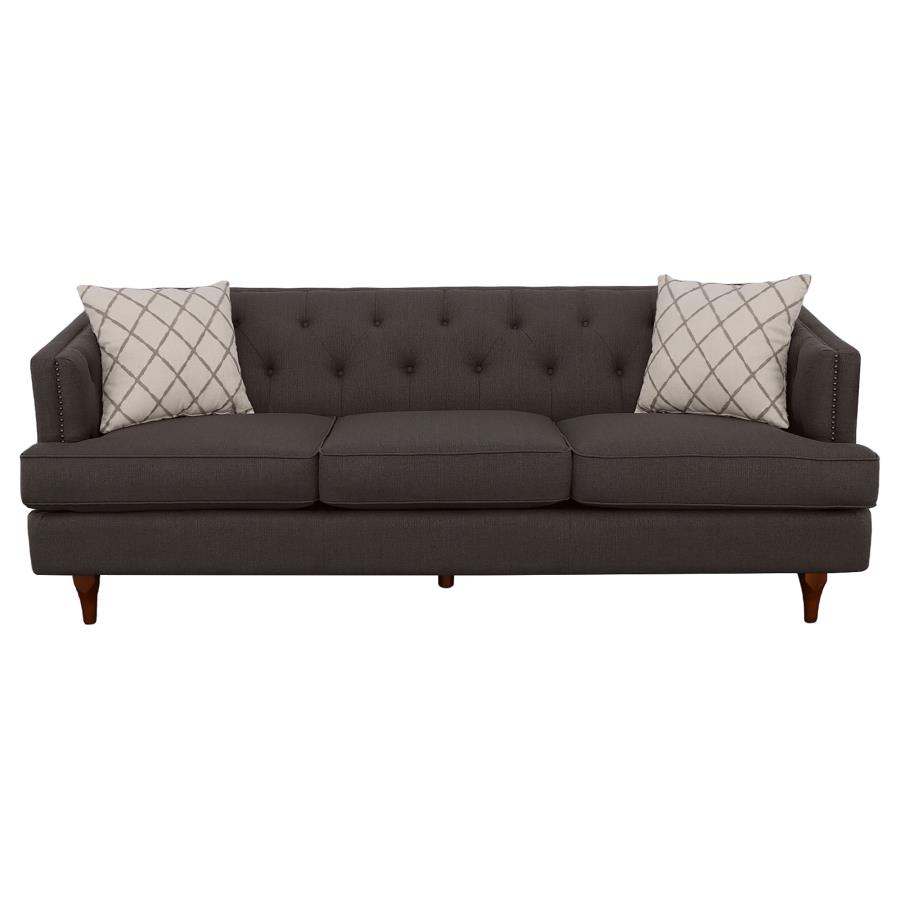 (image for) Shelby Upholstered Recessed Arm Tufted Sofa Grey