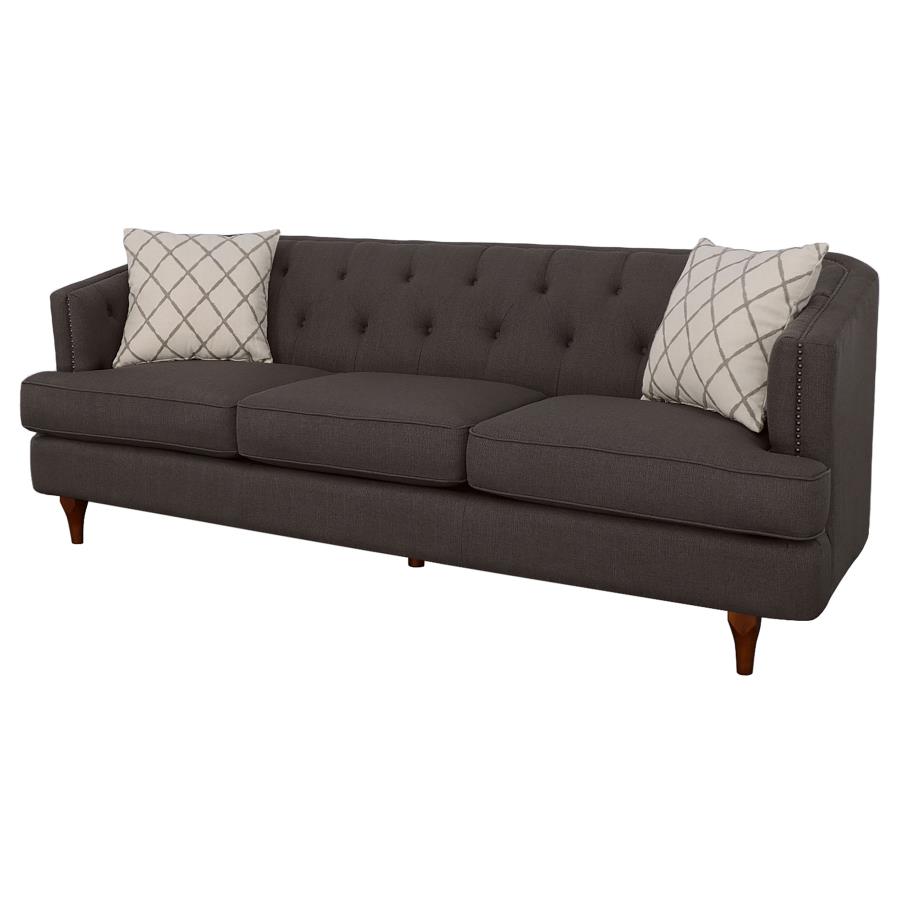 (image for) Shelby Upholstered Recessed Arm Tufted Sofa Grey