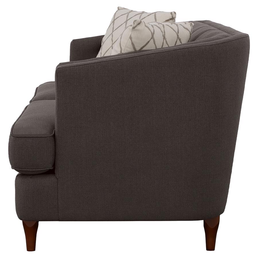 (image for) Shelby Recessed Arm and Tufted Tight Back Loveseat Grey and Brown