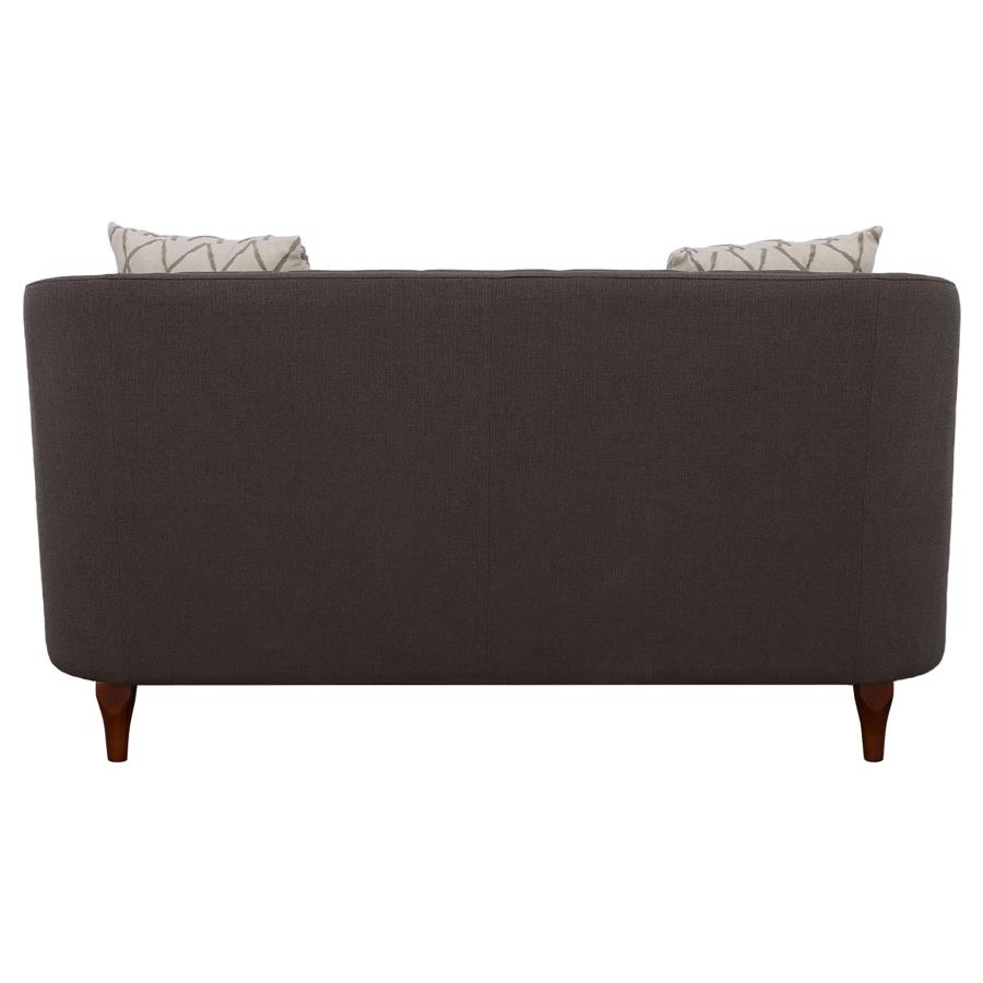 (image for) Shelby Recessed Arm and Tufted Tight Back Loveseat Grey and Brown