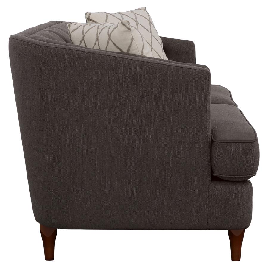 (image for) Shelby Recessed Arm and Tufted Tight Back Loveseat Grey and Brown