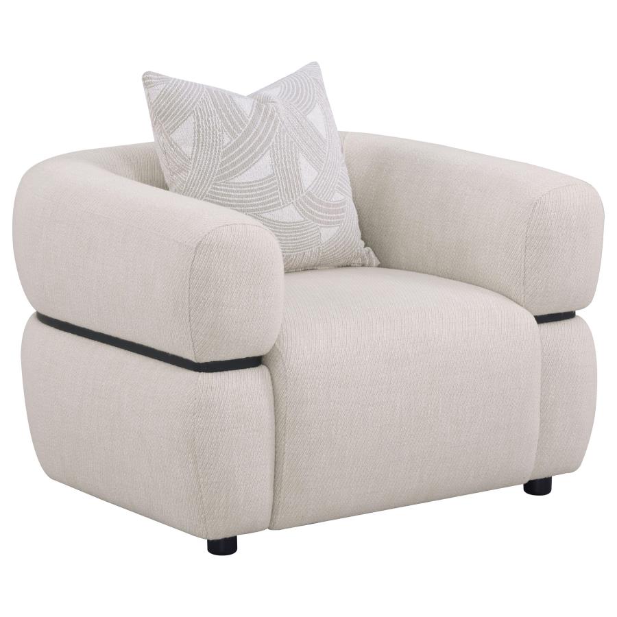 Jeanette 3-piece Fabric Upholstered Round Arm Sofa Set Beige