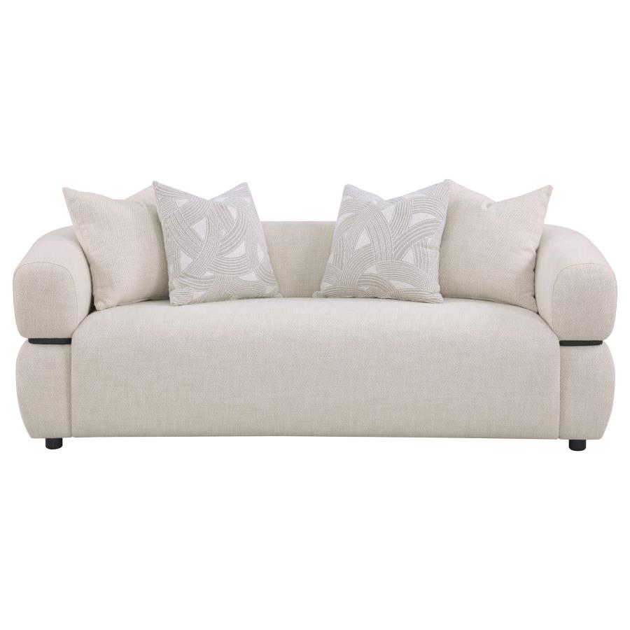 Jeanette 84-inch Fabric Upholstered Round Arm Sofa Beige