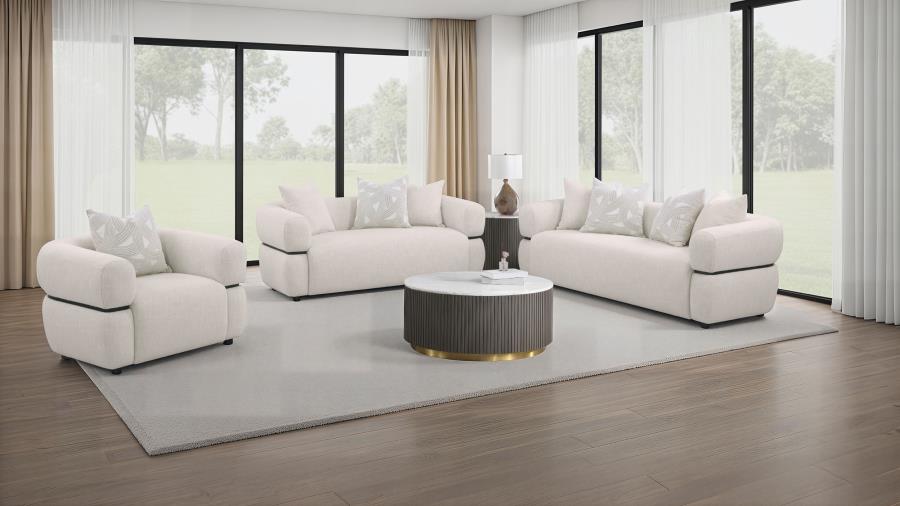 Modal Additional Images for Jeanette 84-inch Fabric Upholstered Round Arm Sofa Beige