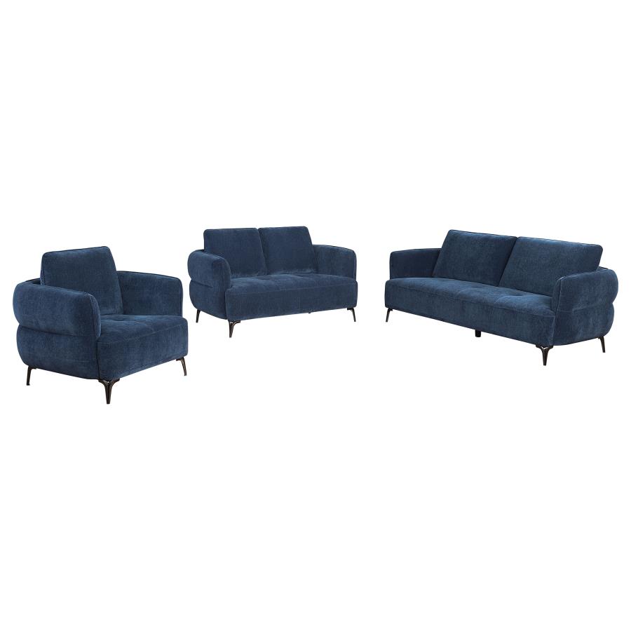 (image for) Lively 3-piece Chenille Upholstered Sofa Set Blue