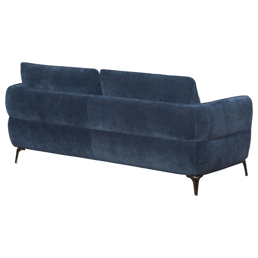 (image for) Lively Chenille Upholstered Modern Track Arm Sofa Blue