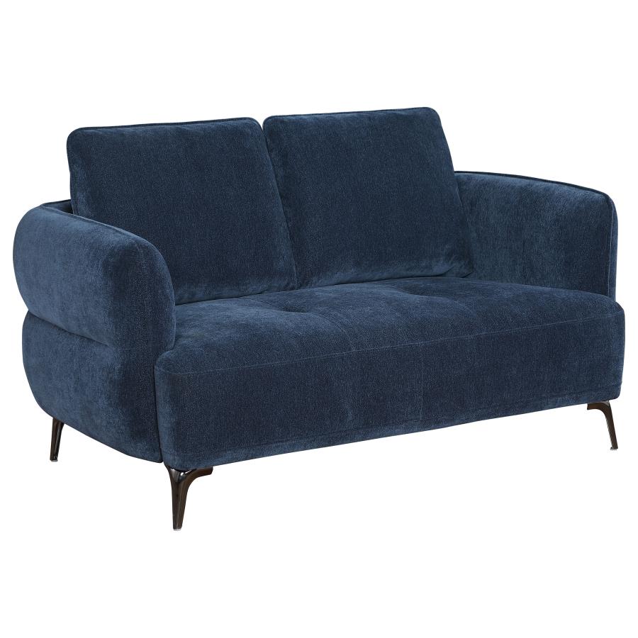 (image for) Lively Chenille Upholstered Modern Track Arm Loveseat Blue