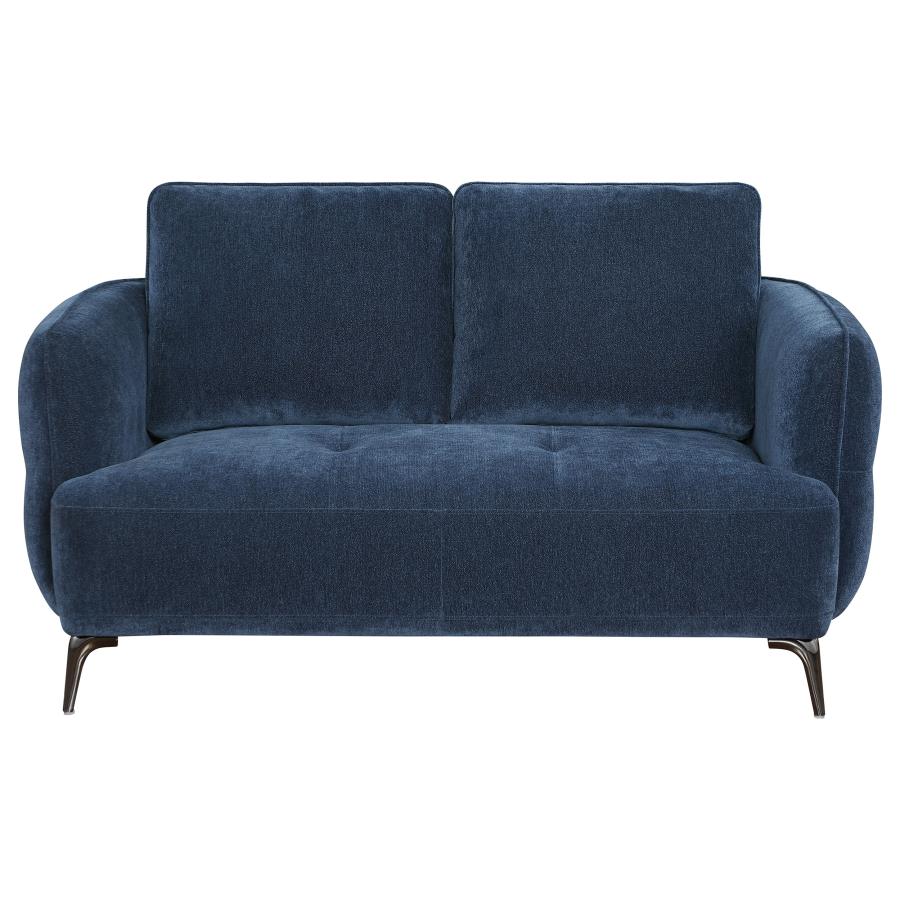 (image for) Lively Chenille Upholstered Modern Track Arm Loveseat Blue