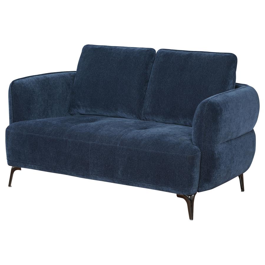 (image for) Lively Chenille Upholstered Modern Track Arm Loveseat Blue