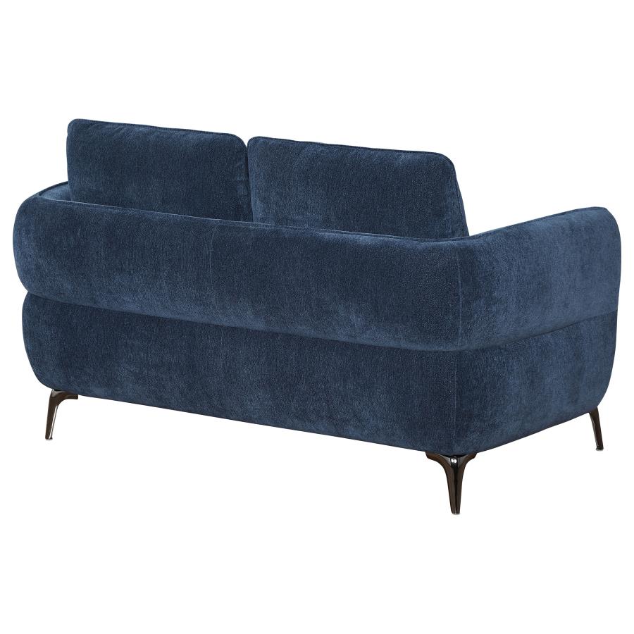 (image for) Lively Chenille Upholstered Modern Track Arm Loveseat Blue