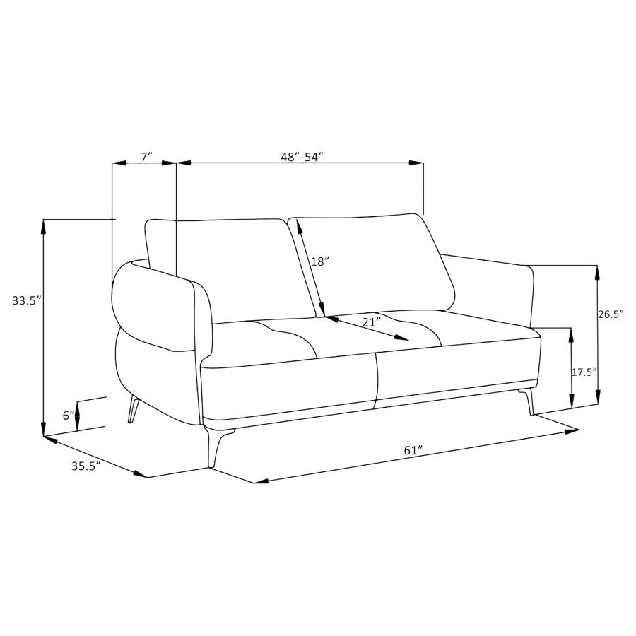 (image for) Lively Chenille Upholstered Modern Track Arm Loveseat Blue