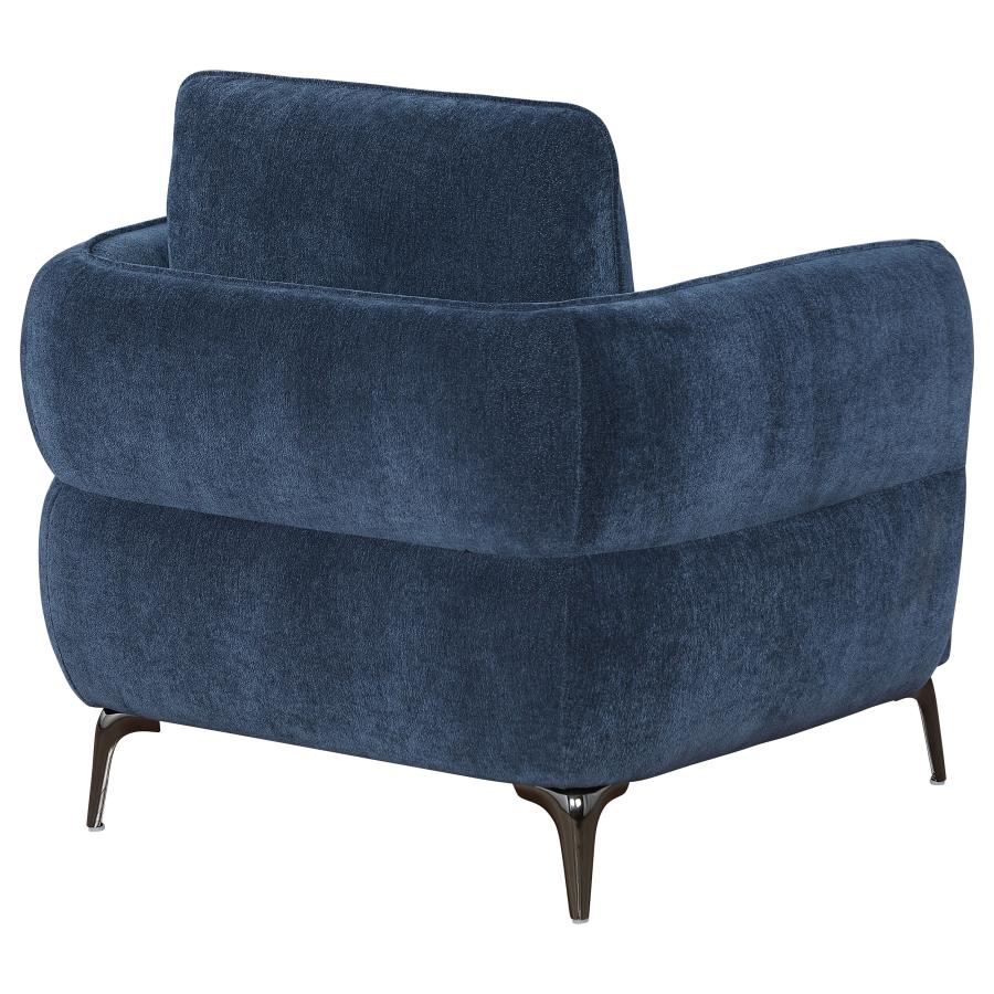 (image for) Lively Chenille Upholstered Modern Track Arm Chair Blue