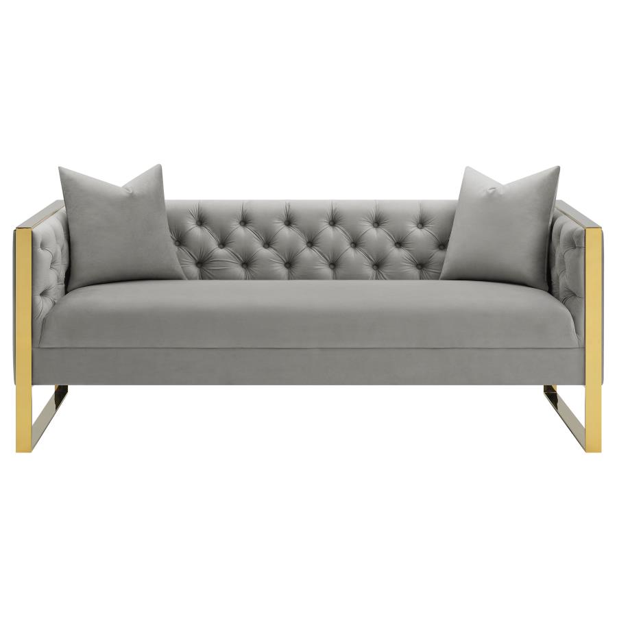 (image for) Eastbrook Velvet Upholstered Tufted Sofa Grey