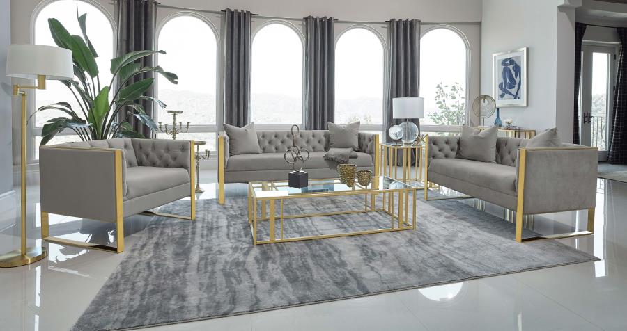 Modal Additional Images for Eastbrook Velvet Upholstered Tufted Sofa Grey