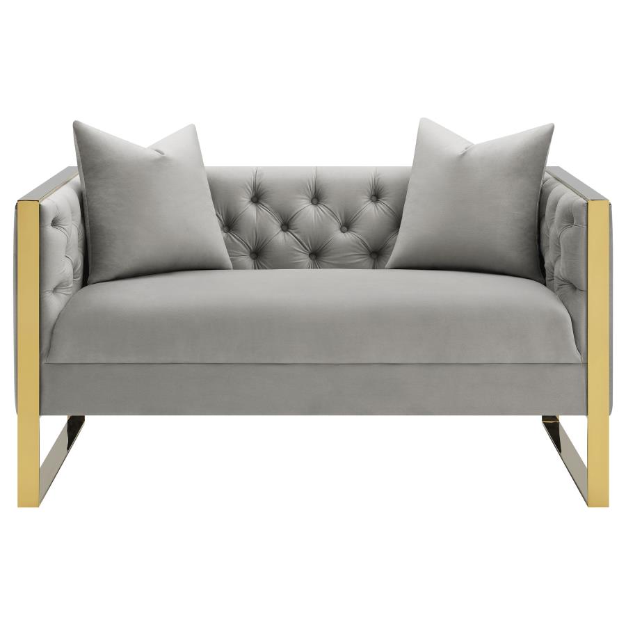 (image for) Eastbrook Velvet Upholstered Tufted Loveseat Grey