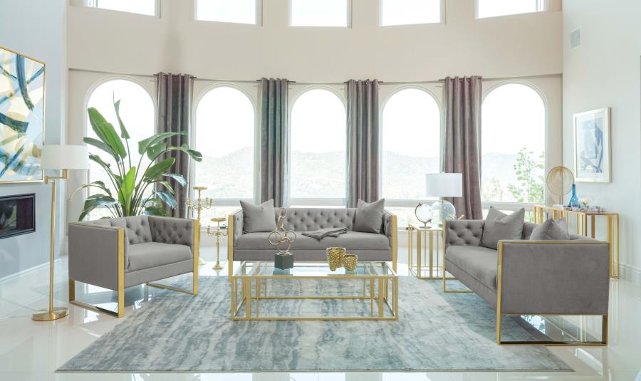 Modal Additional Images for Eastbrook Velvet Upholstered Tufted Loveseat Grey