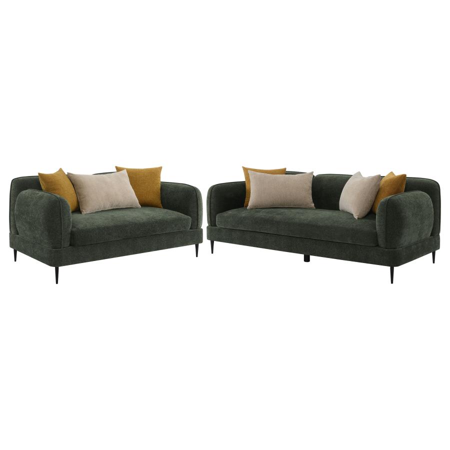 (image for) Jade 2-piece Chenille Upholstered Sofa Set Green - Click Image to Close