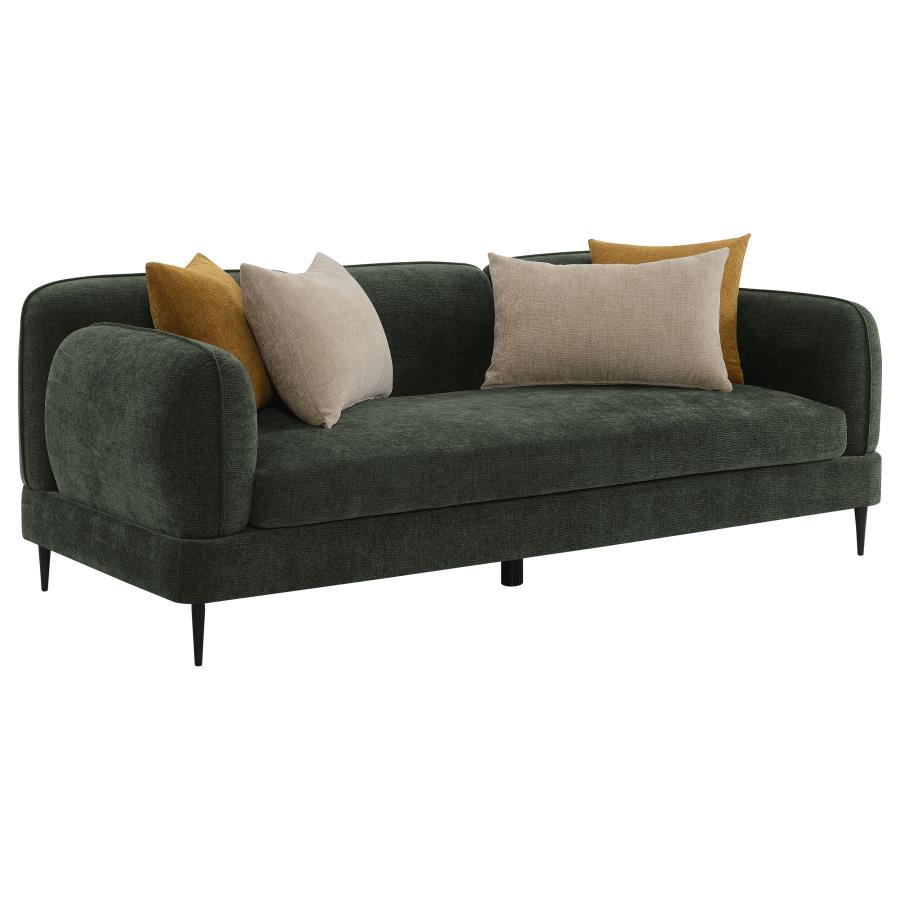 (image for) Jade Chenille Upholstered Modern Track Arm Sofa Green - Click Image to Close