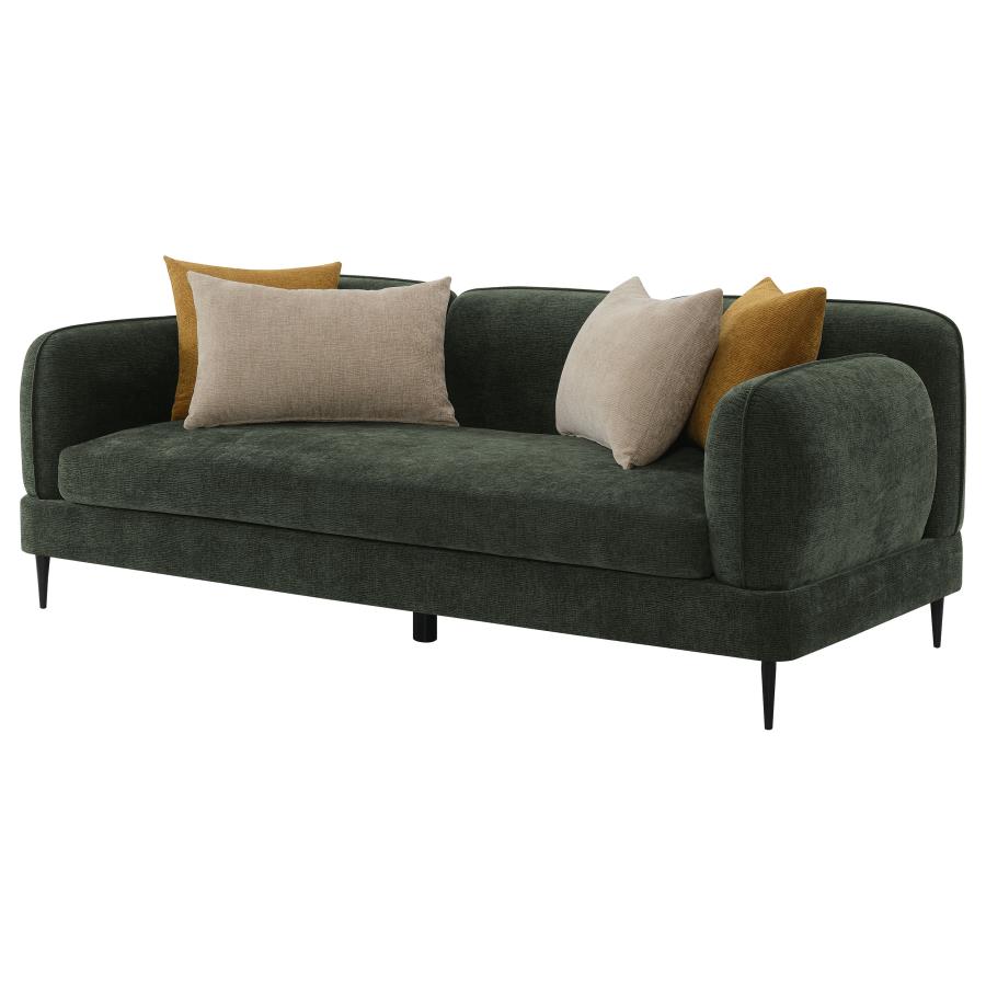 (image for) Jade Chenille Upholstered Modern Track Arm Sofa Green