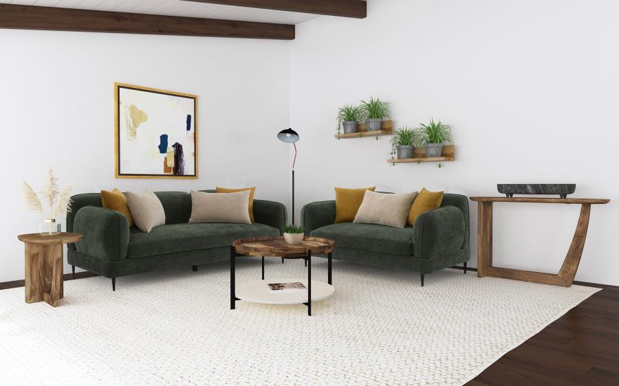 (image for) Jade Chenille Upholstered Modern Track Arm Sofa Green