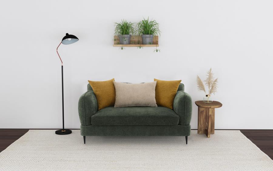 (image for) Jade Chenille Upholstered Modern Track Arm Loveseat Green