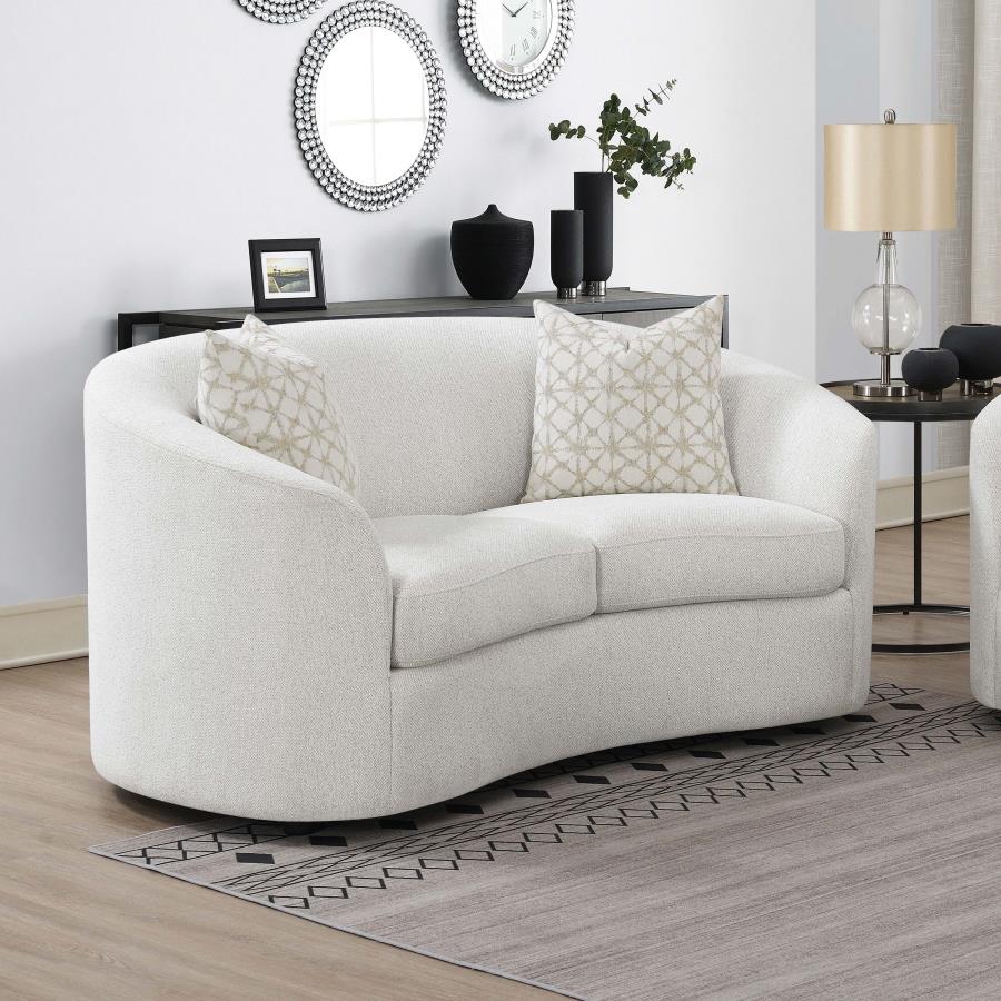 (image for) Rainn Boucle Upholstered Sloped Arm Loveseat Latte