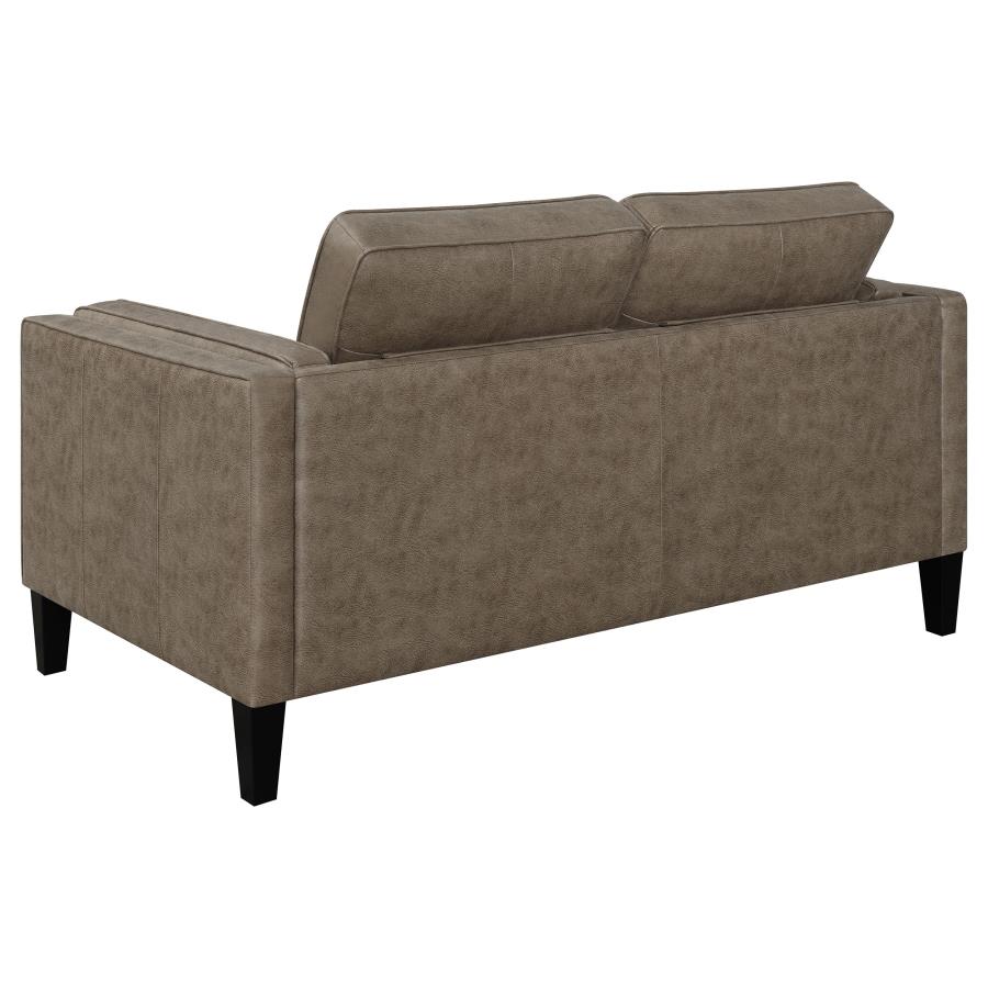 (image for) Locke Upholstered Track Arm Loveseat Vintage Brown