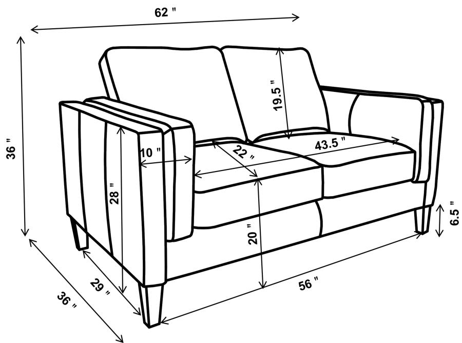 (image for) Locke Upholstered Track Arm Loveseat Vintage Brown