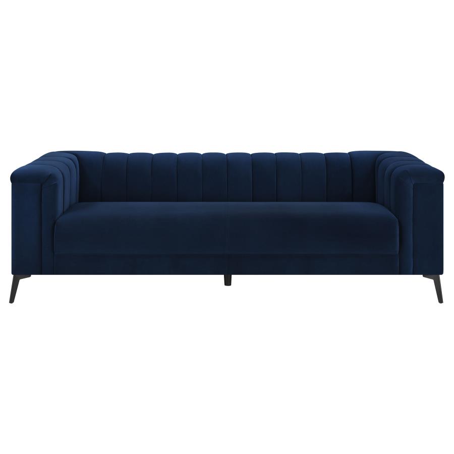 (image for) Chalet 3-piece Upholstered Tuxedo Arm Tufted Sofa Set Blue