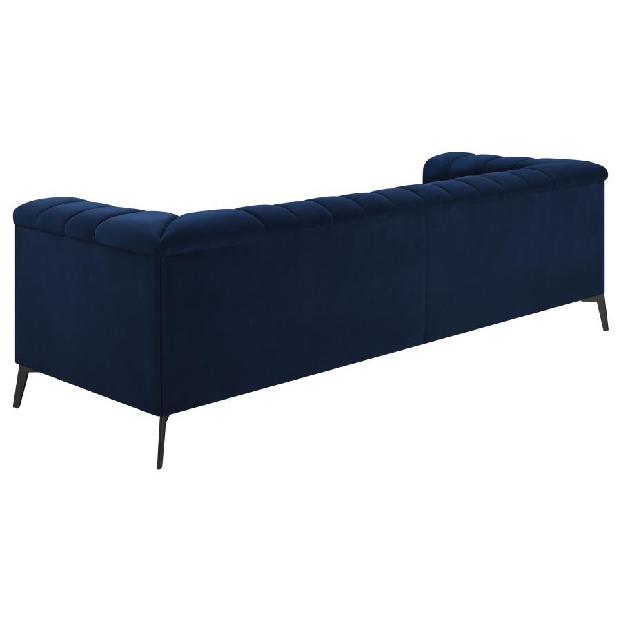 (image for) Chalet 3-piece Upholstered Tuxedo Arm Tufted Sofa Set Blue