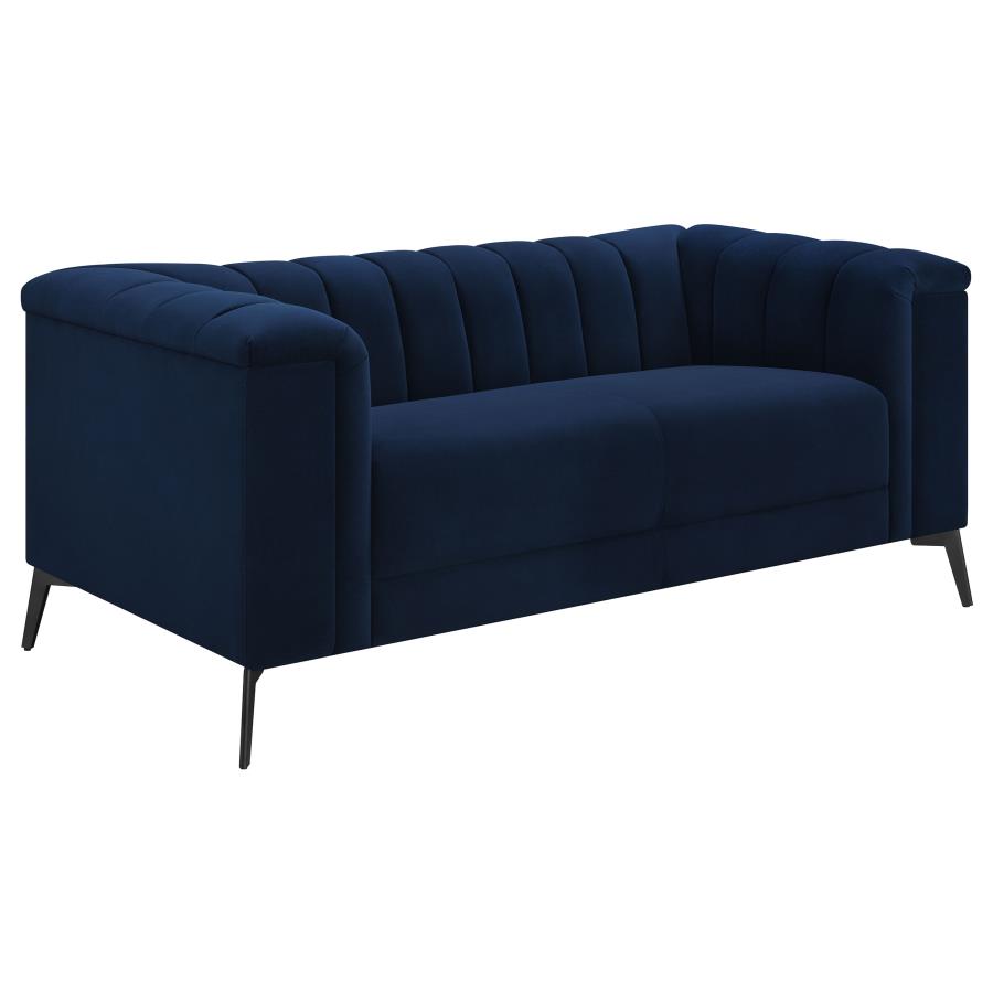 (image for) Chalet 3-piece Upholstered Tuxedo Arm Tufted Sofa Set Blue