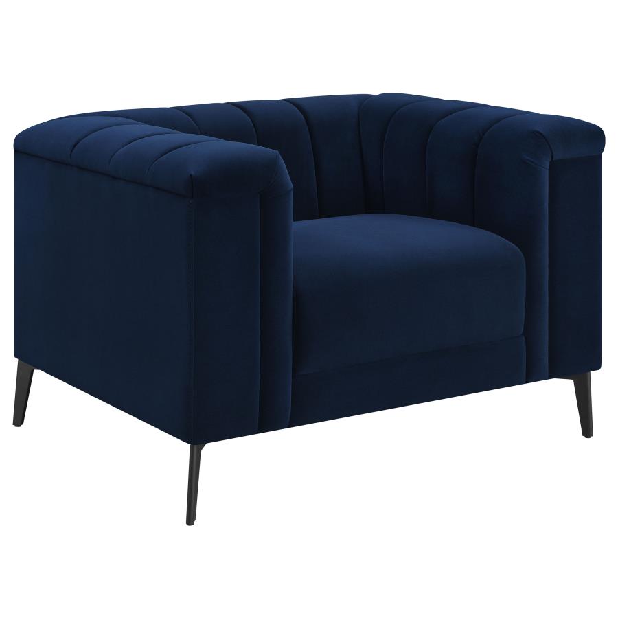 (image for) Chalet 3-piece Upholstered Tuxedo Arm Tufted Sofa Set Blue