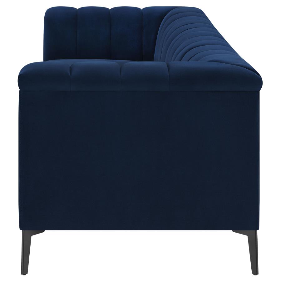 (image for) Chalet Upholstered Tuxedo Arm Tufted Sofa Blue